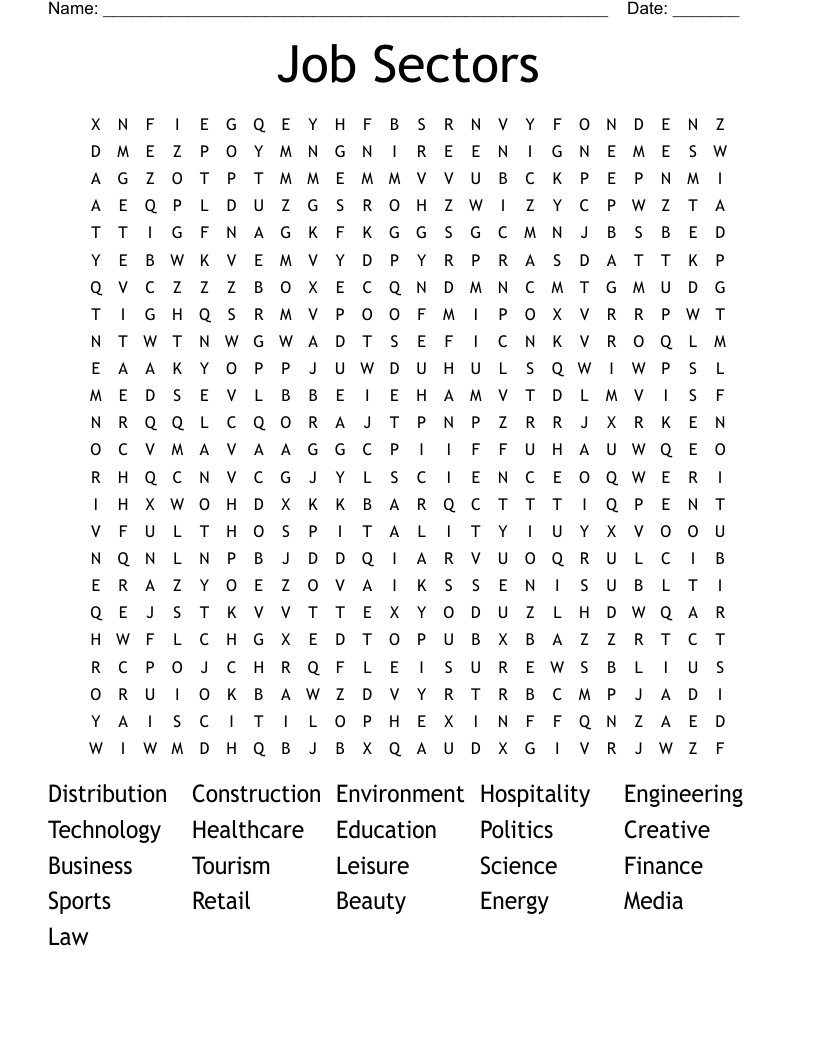 Job Sectors Word Search