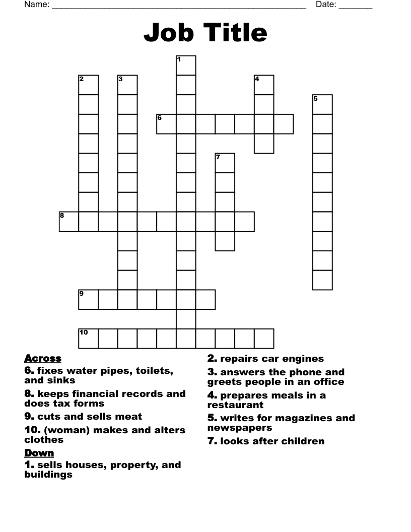 Job Title  Crossword