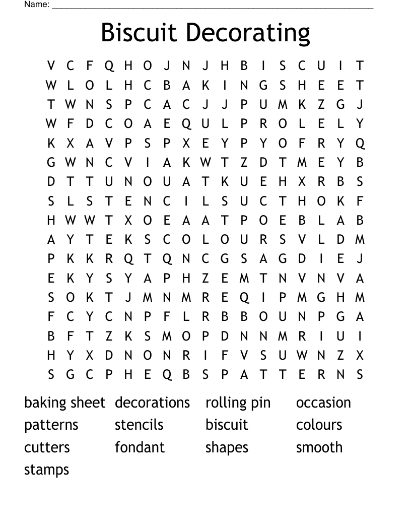 Biscuit Decorating Word Search
