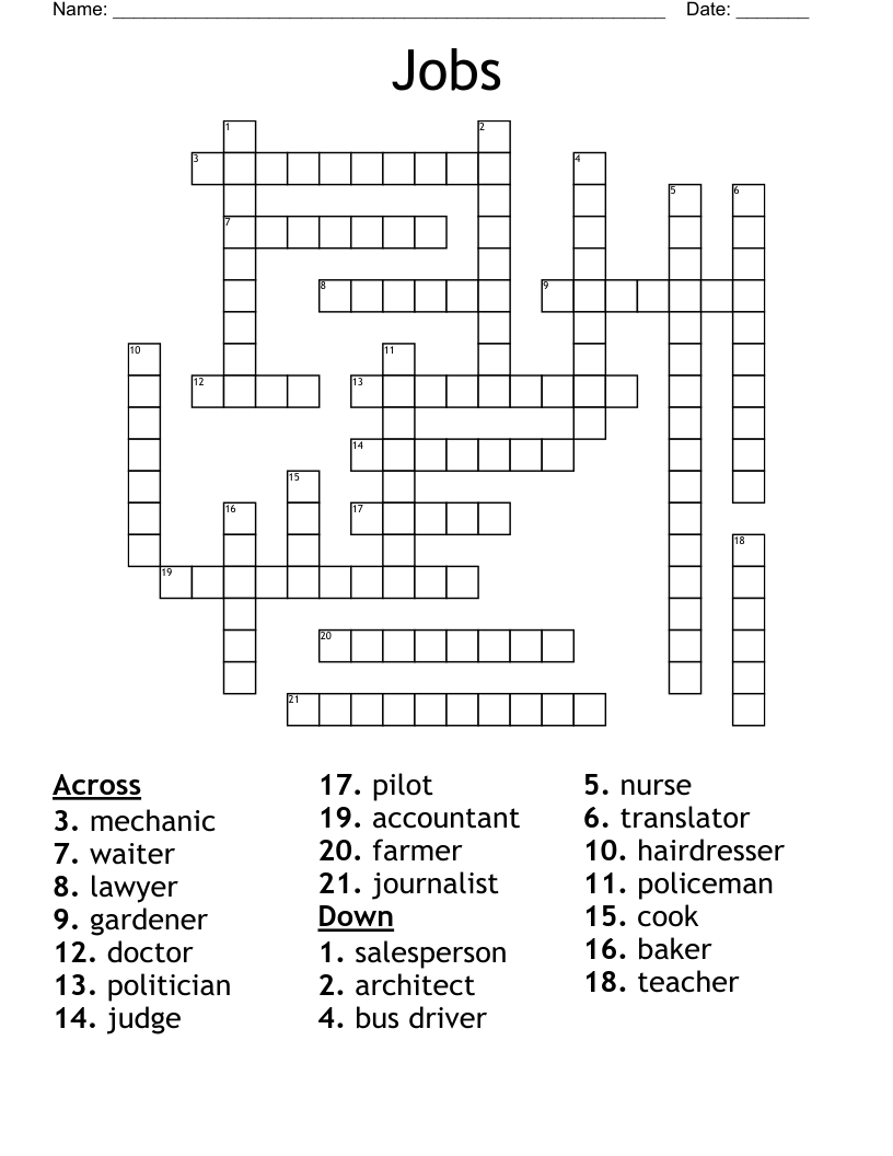 Jobs Crossword
