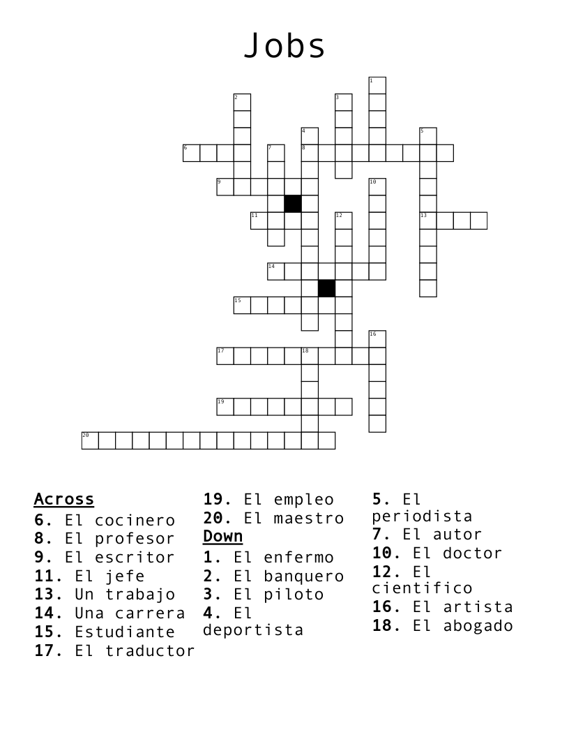 Jobs Crossword