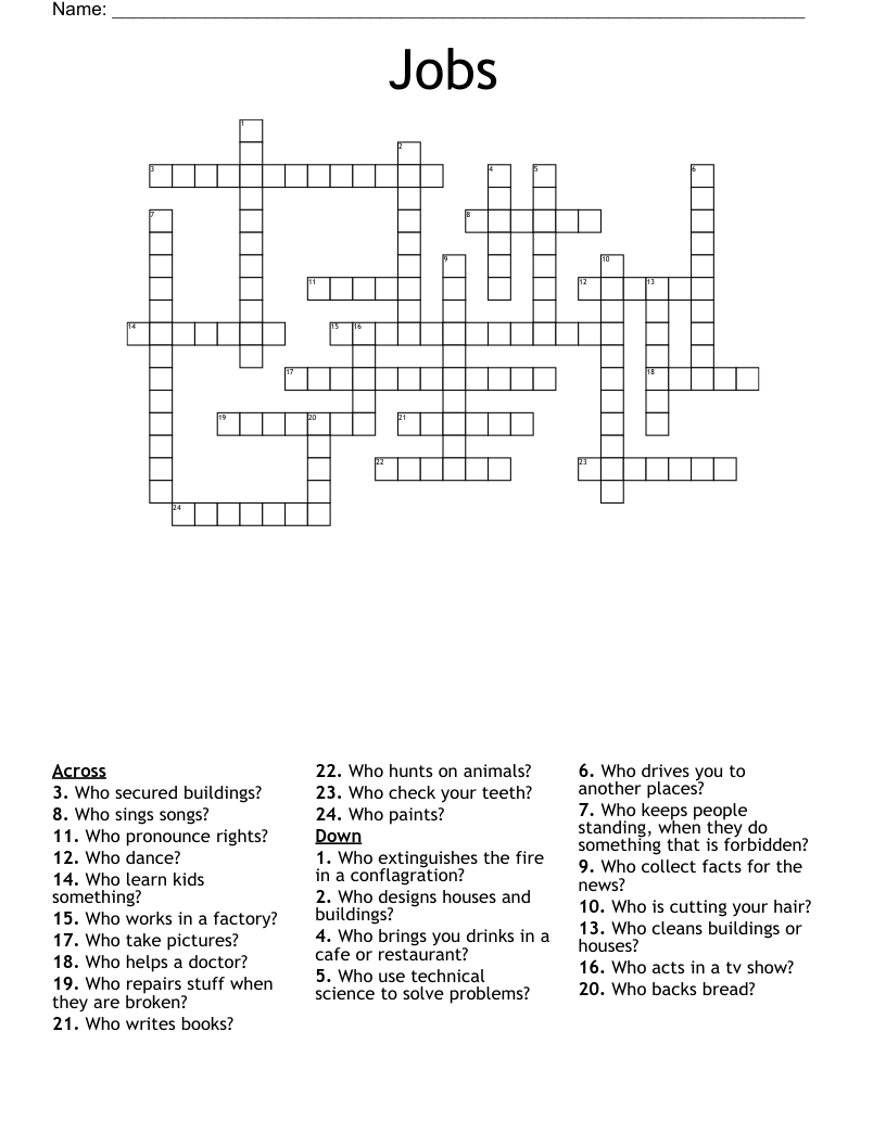 Jobs Crossword