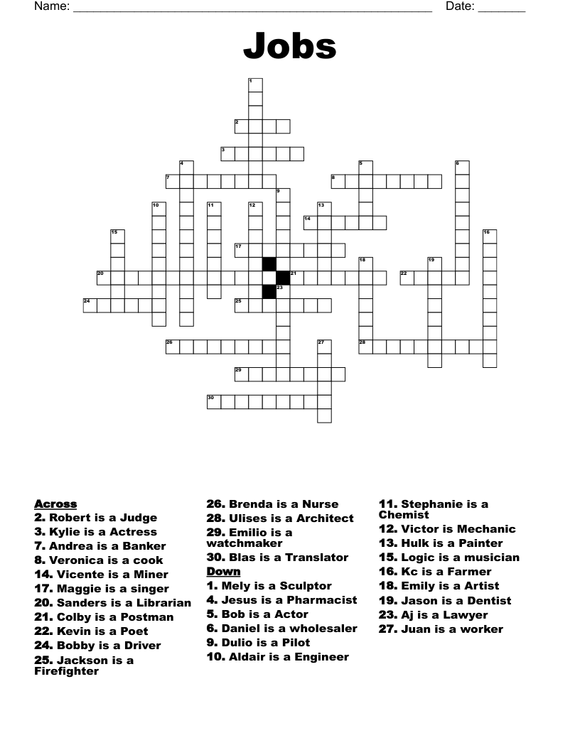 Jobs Crossword
