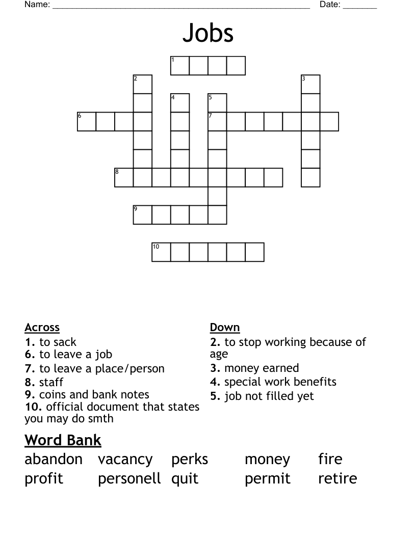 Jobs Crossword