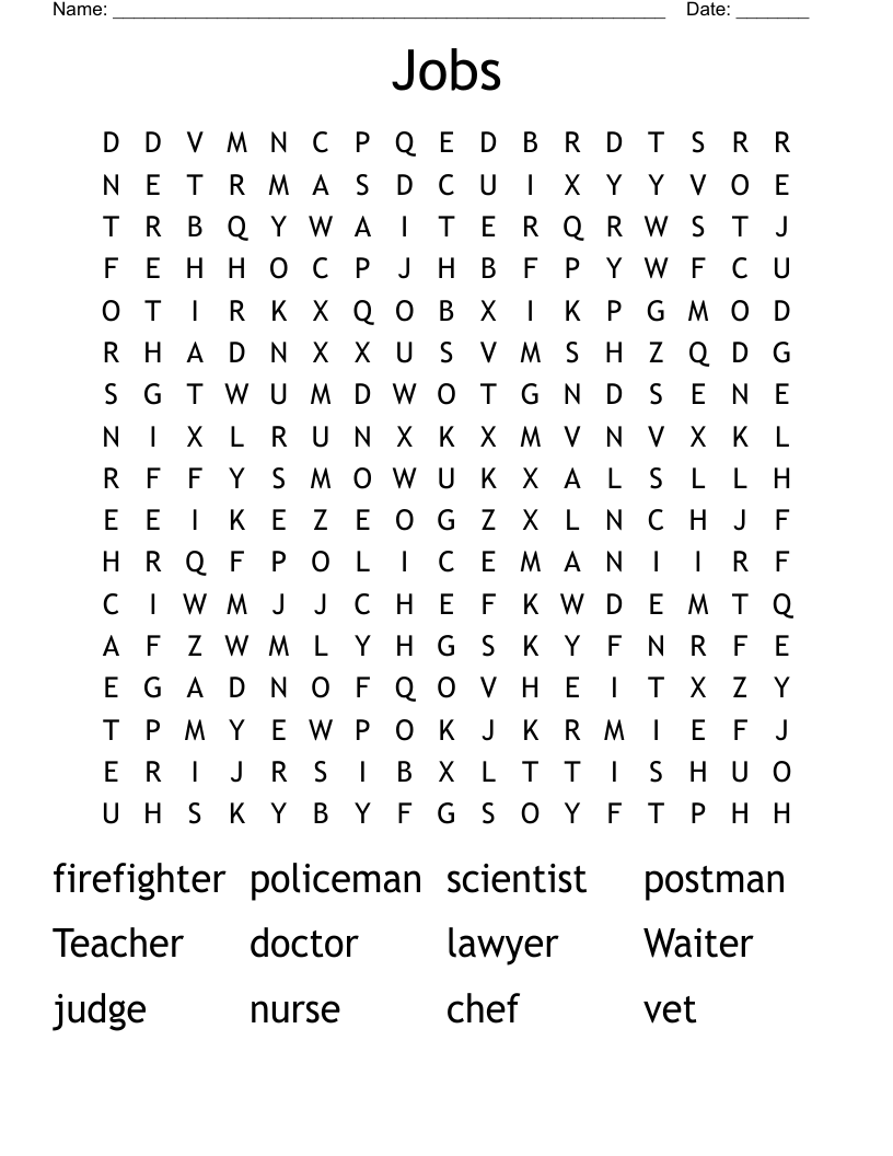 Jobs Word Search