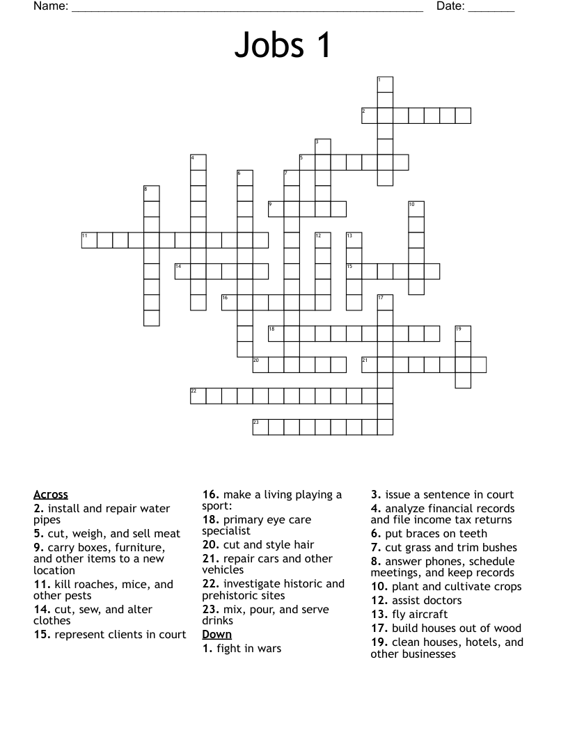 Jobs 1 Crossword