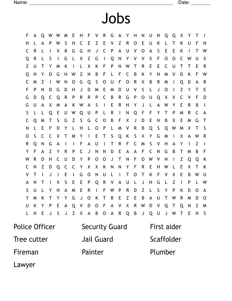 Jobs Word Search