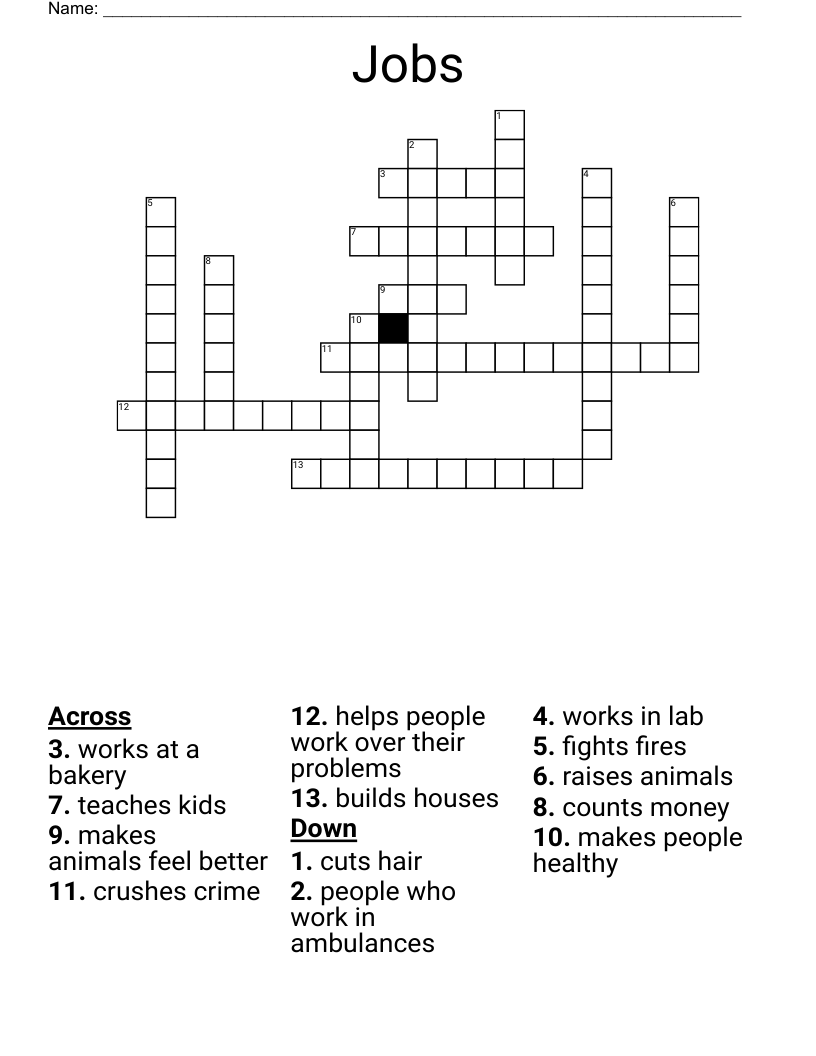 Jobs Crossword