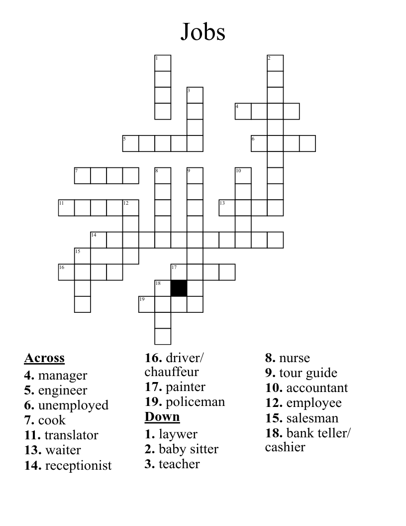 Jobs Crossword