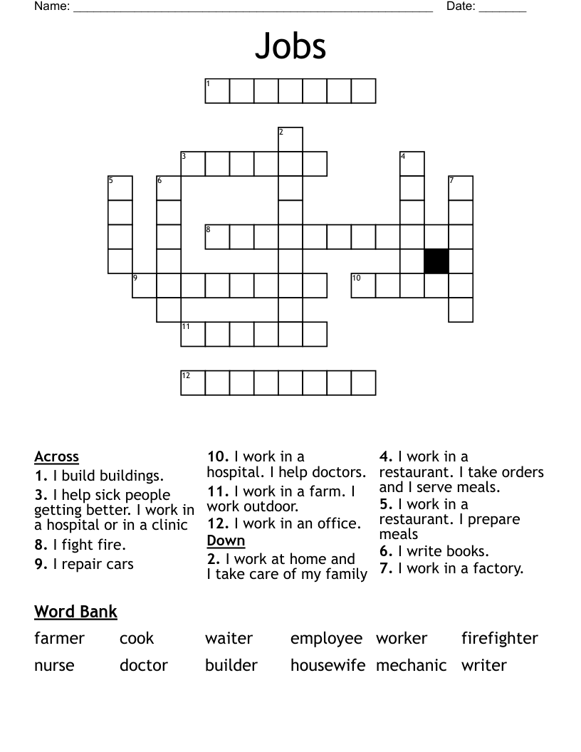 Jobs Crossword