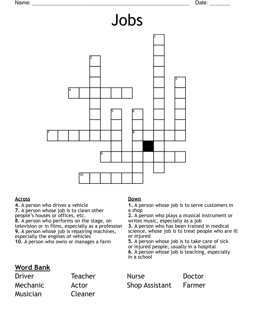 Jobs Crossword