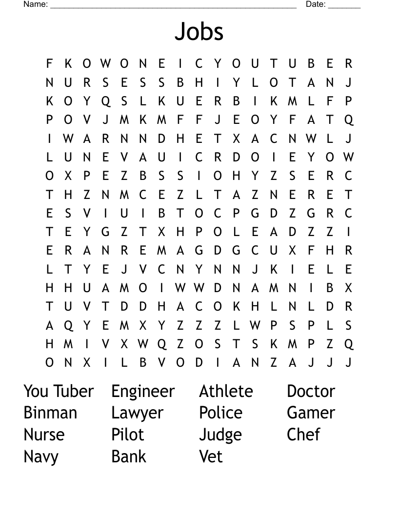 Jobs Word Search