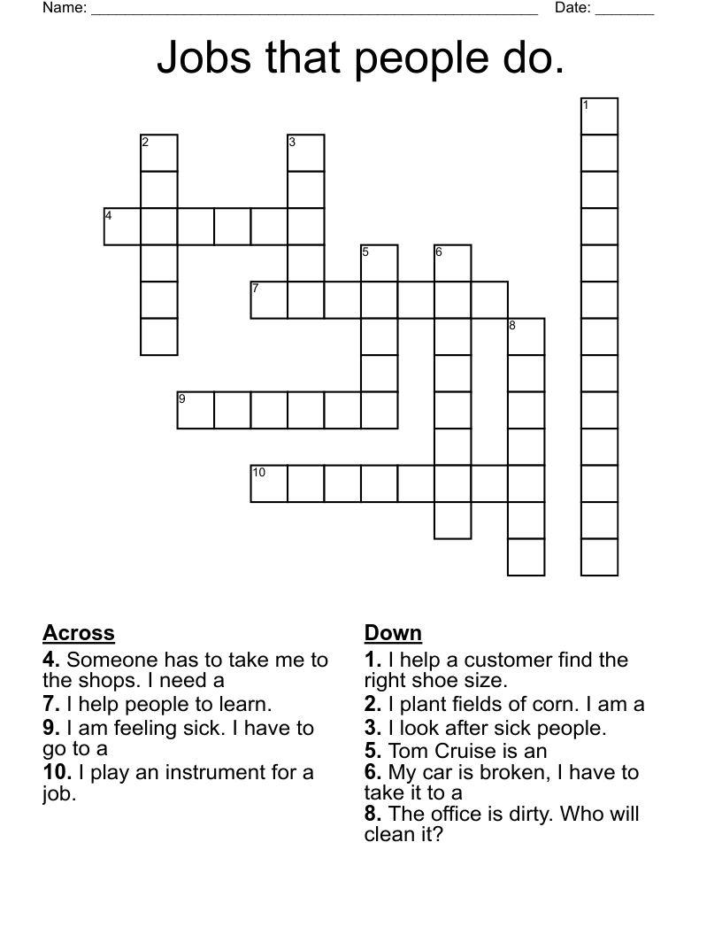 Jobs that people do. Crossword