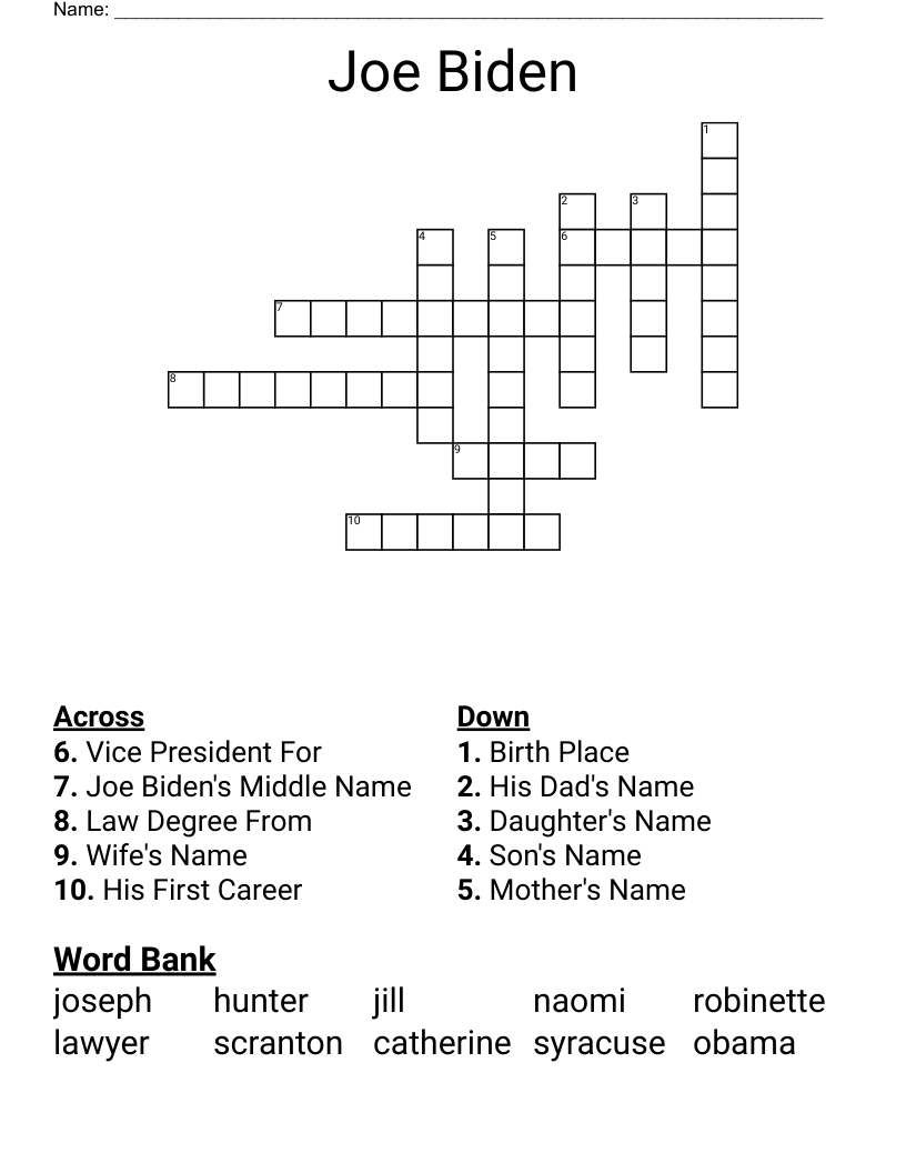 Joe Biden Crossword