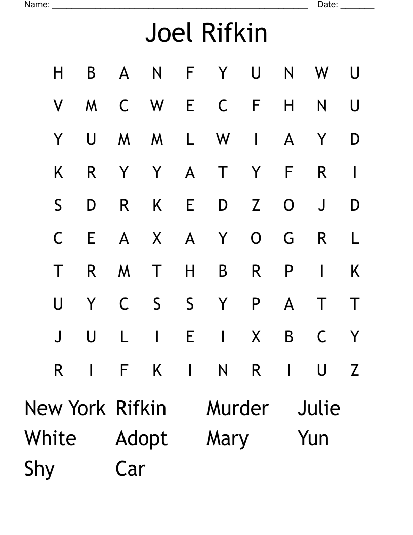 Joel Rifkin Word Search