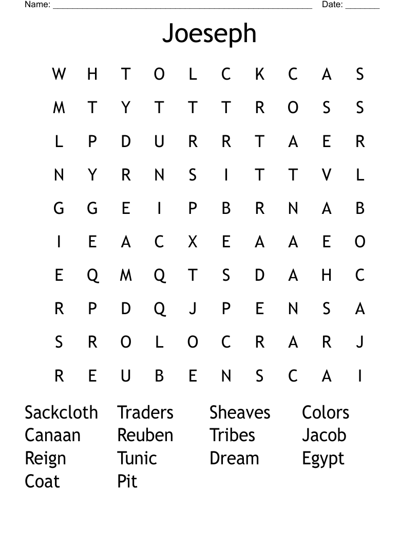 Joeseph Word Search