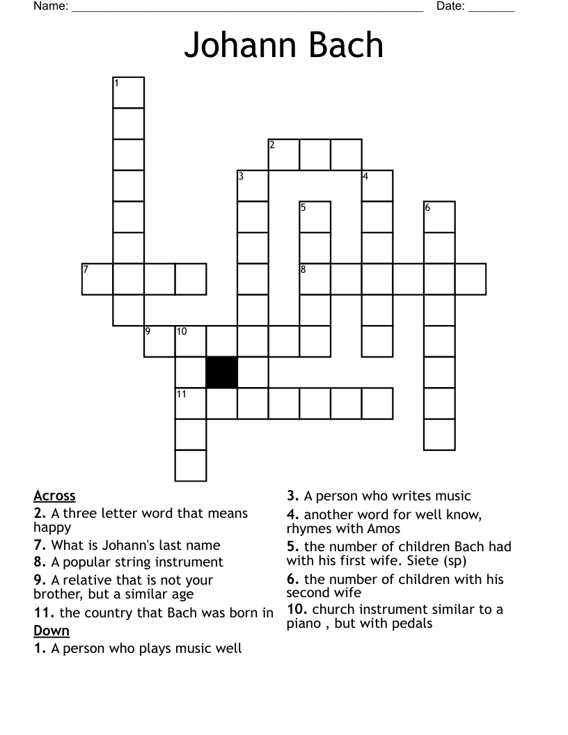 Johann Bach Crossword