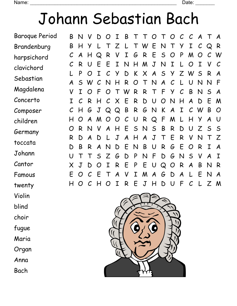 Johann Sebastian Bach Word Search