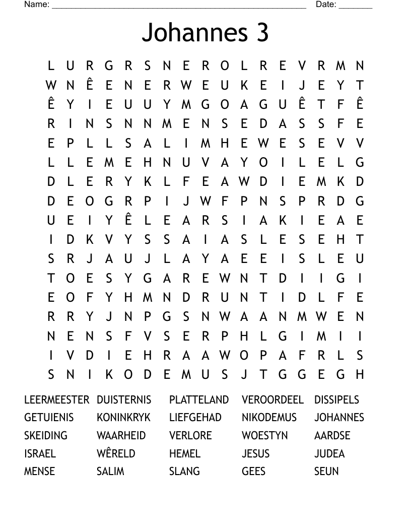 Johannes 3 Word Search