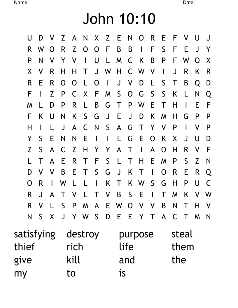John 10:10 Word Search