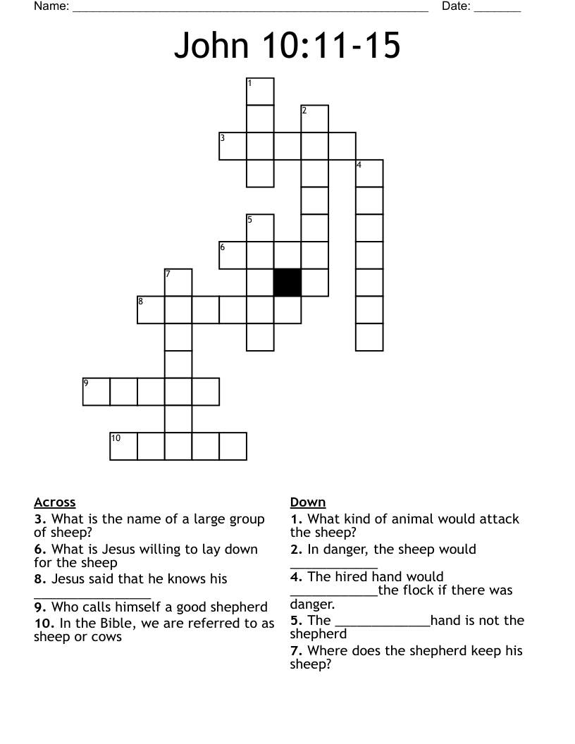 John 10:11-15 Crossword