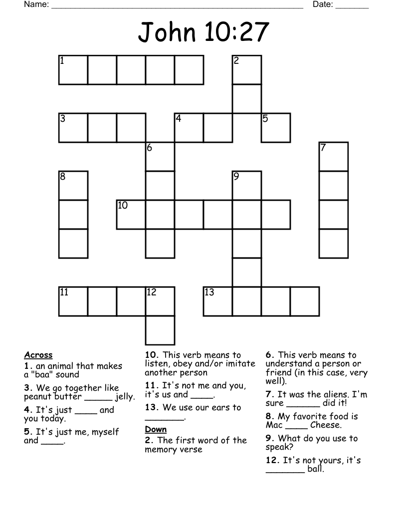 John 10:27 Crossword