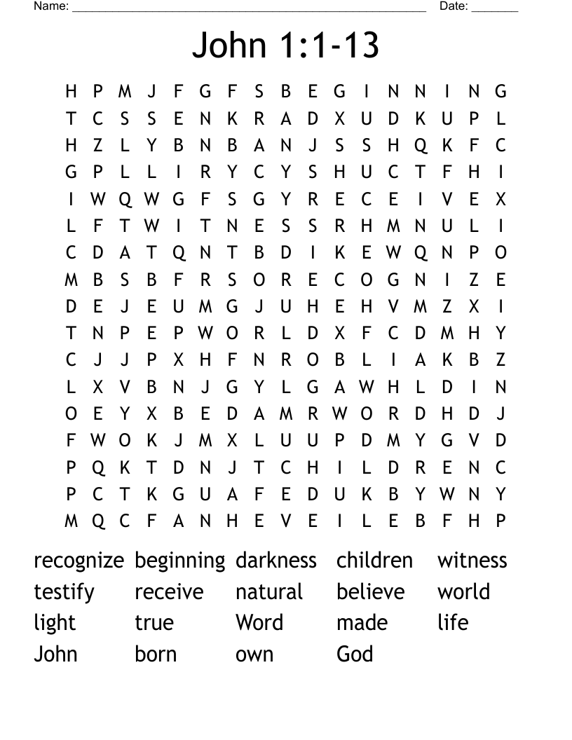 John 1:1-13 Word Search