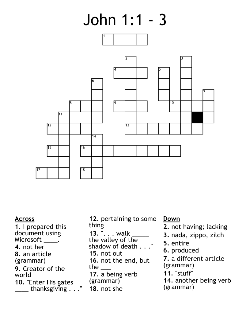 John 1:1 - 3 Crossword