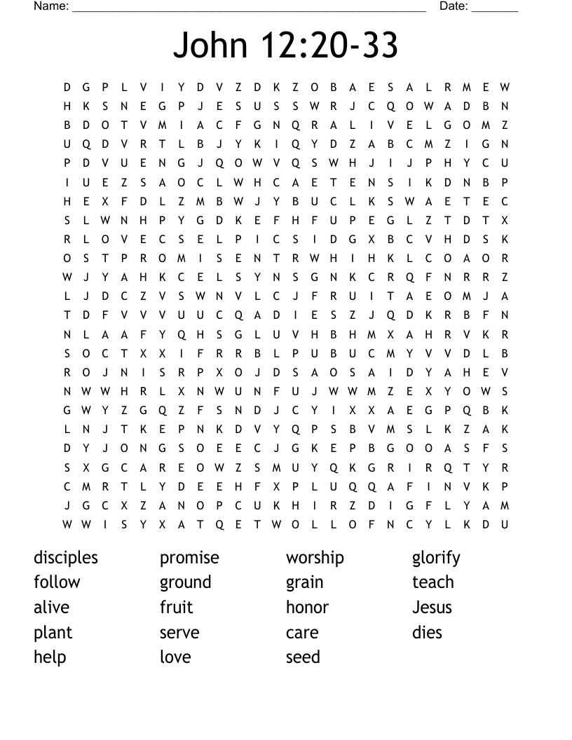 John 12:20-33 Word Search