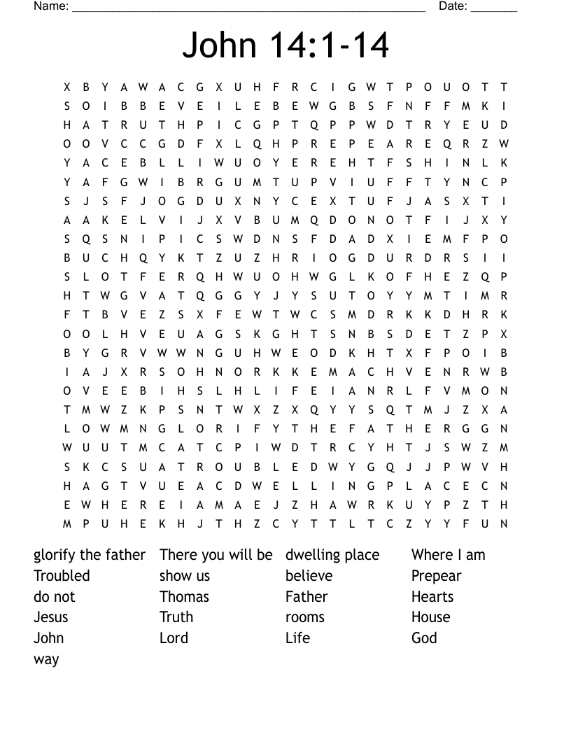 John 14:1-14 Word Search