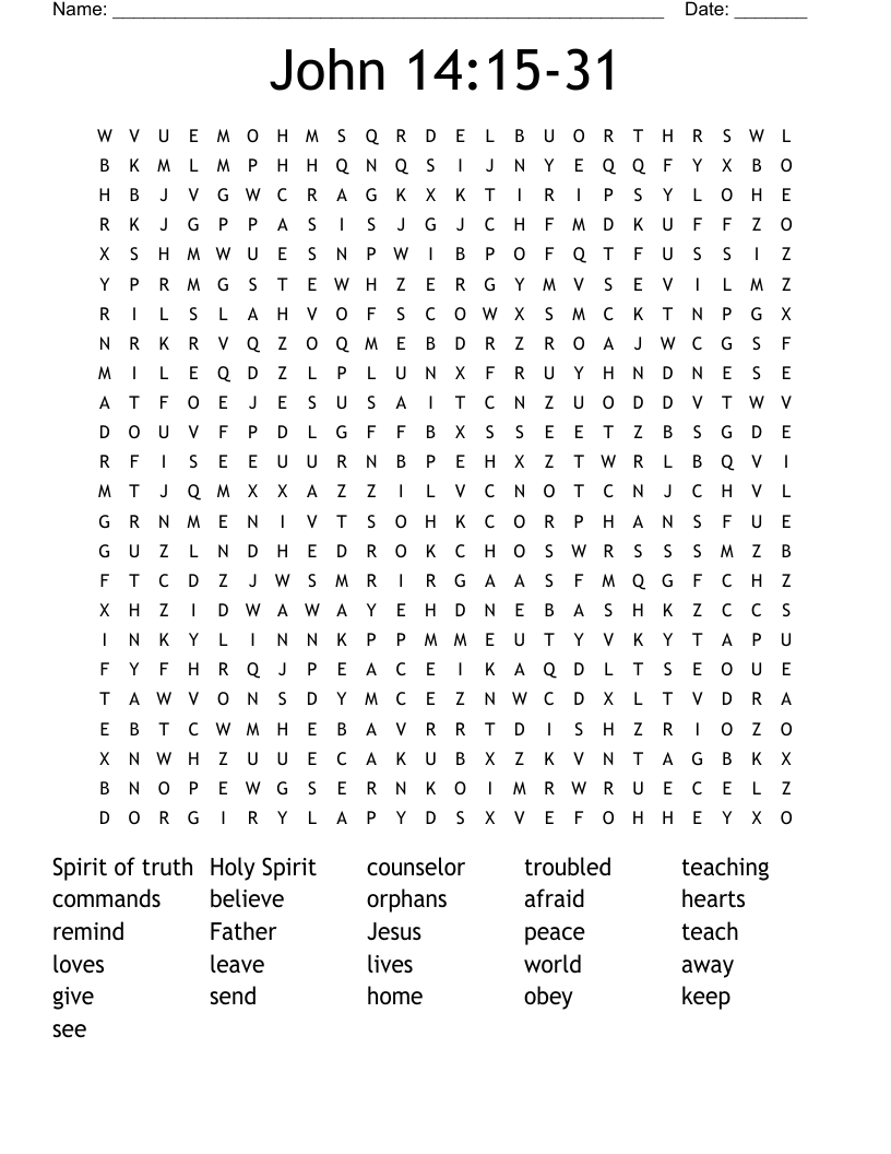 John 14:15-31 Word Search