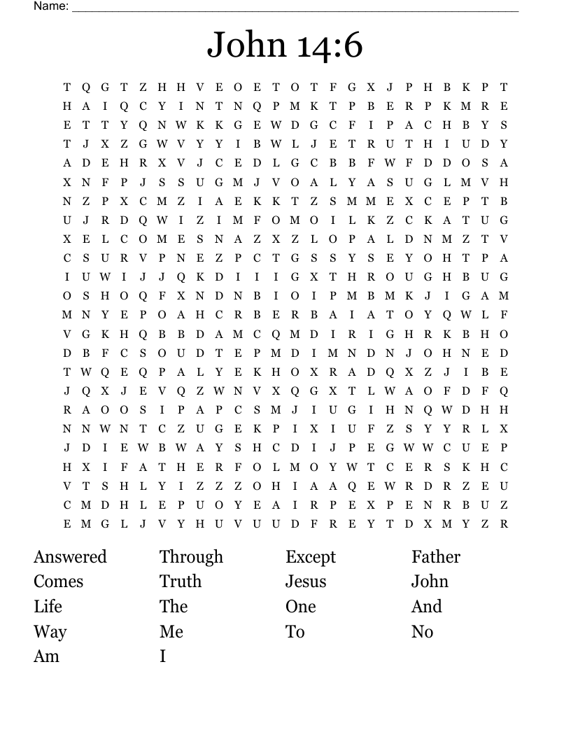 John 14:6 Word Search