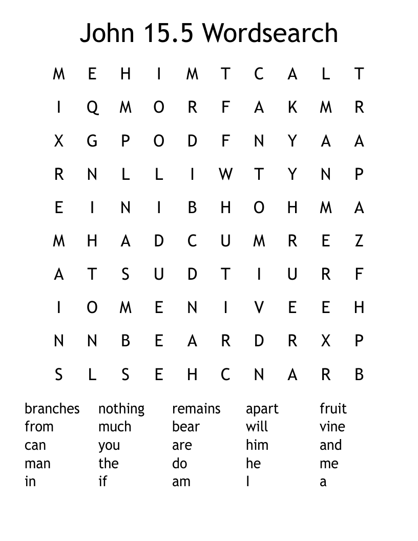 John 15.5 Wordsearch