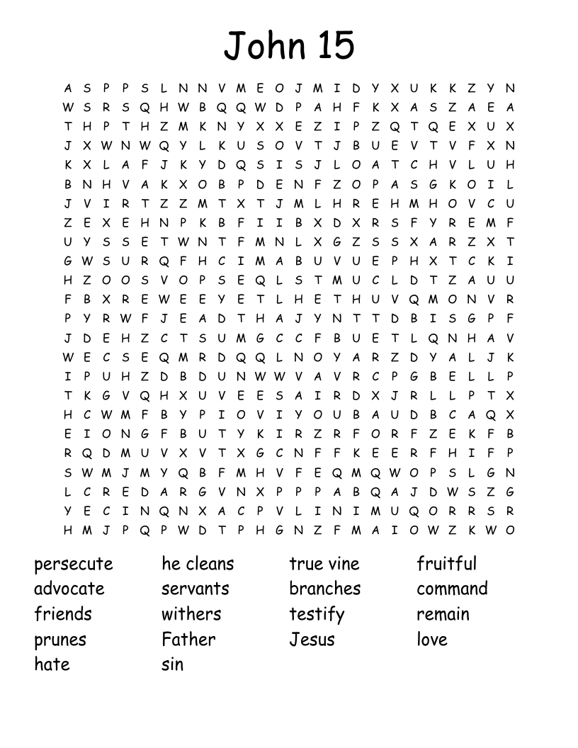 John 15 Word Search