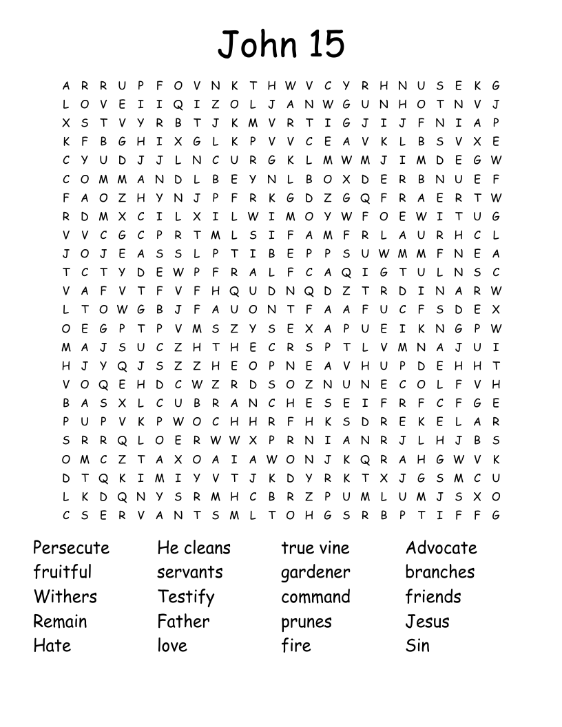 John 15 Word Search