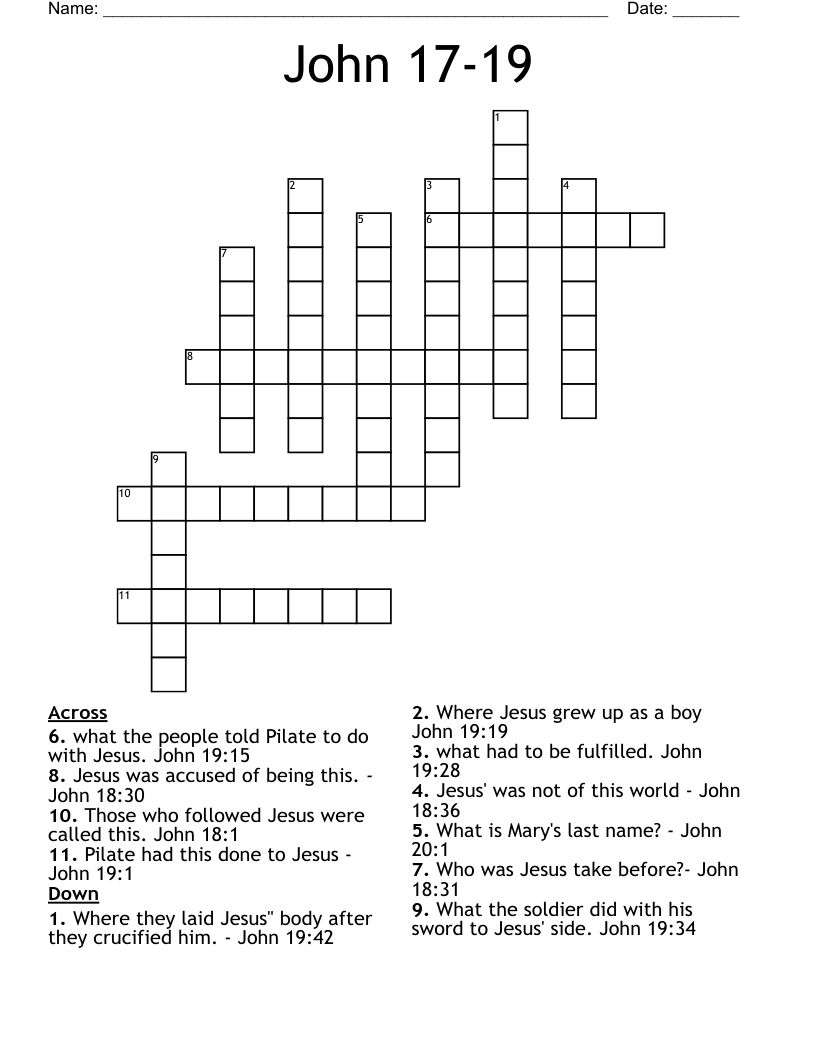 John 17-19 Crossword