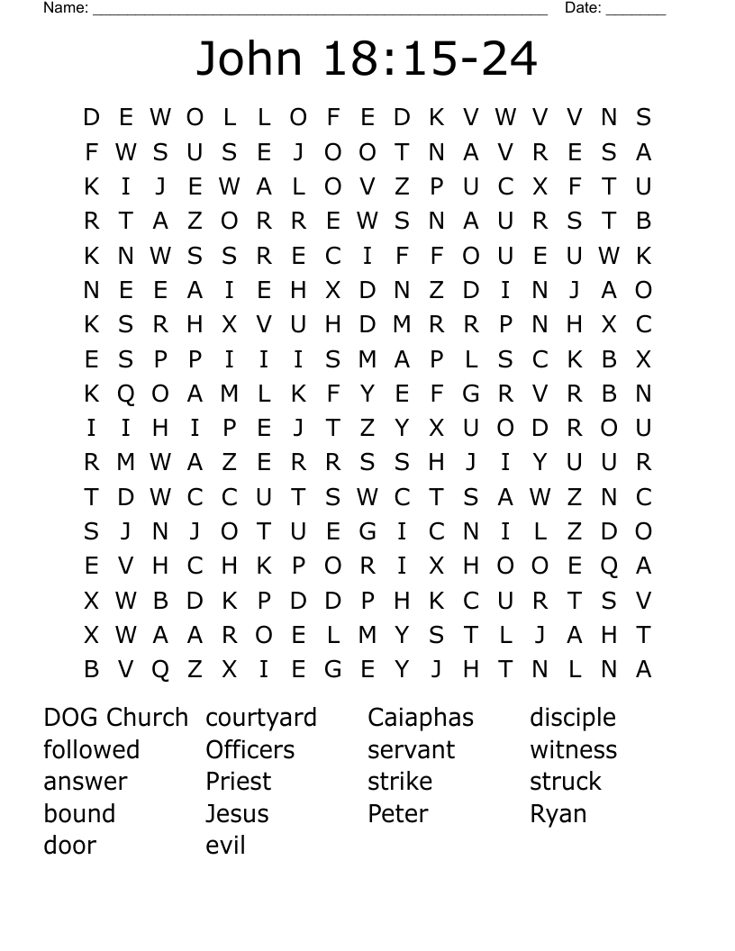 John 18:15-24  Word Search