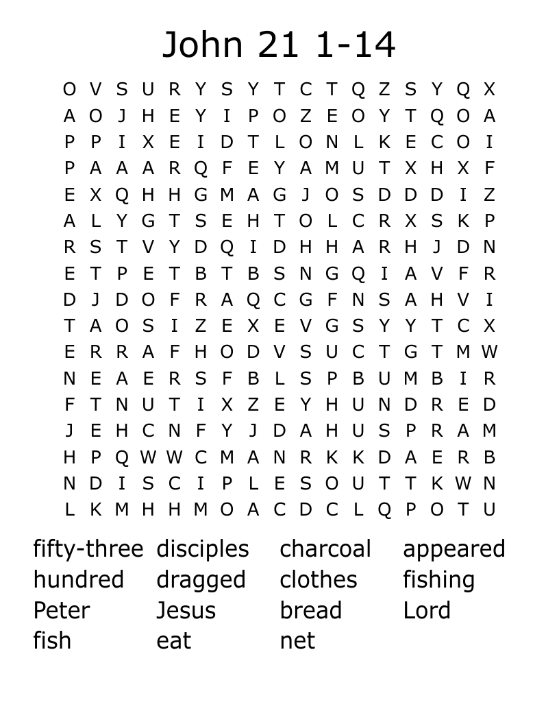 John 21 1-14 Word Search