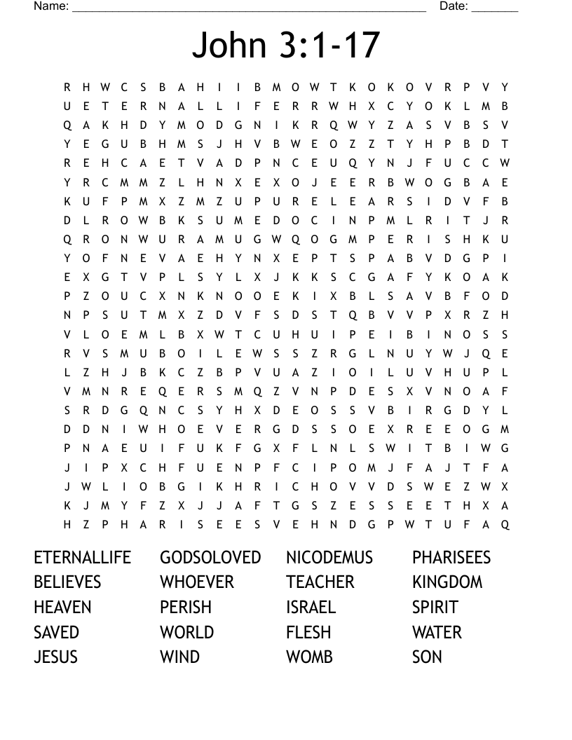 John 3:1-17 Word Search