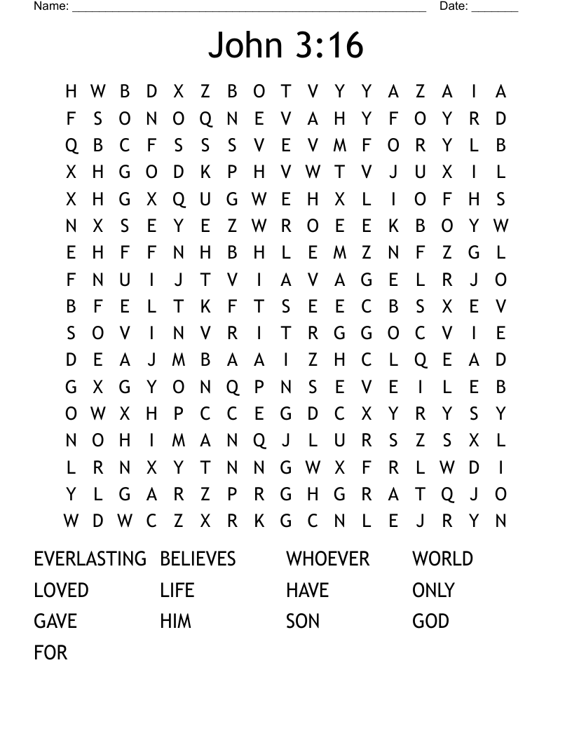John 3:16 Word Search
