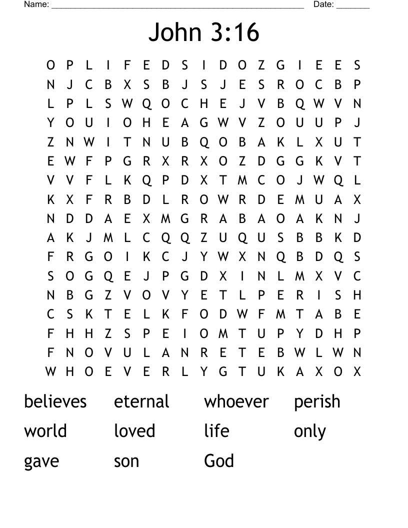 John 3:16 Word Search