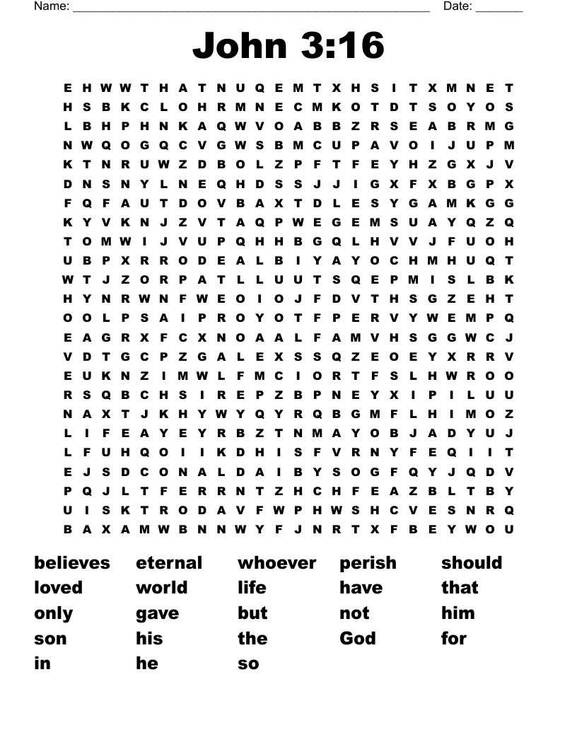 John 3:16 Word Search