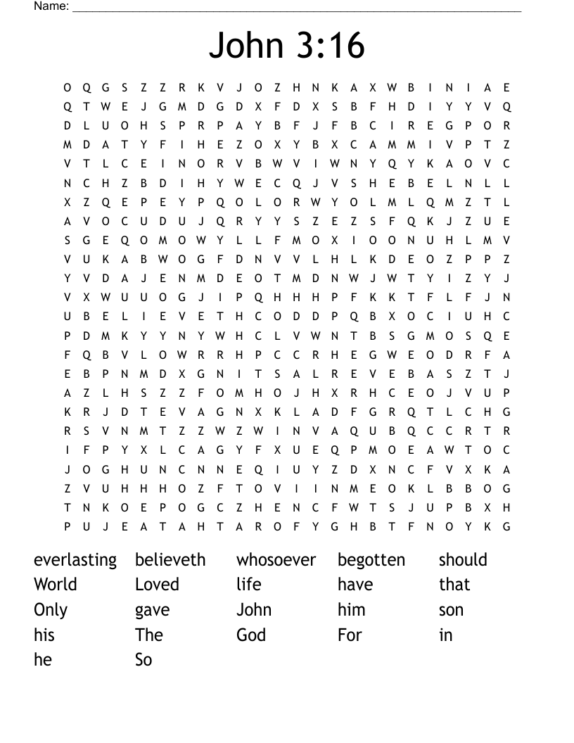 John 3:16 Word Search