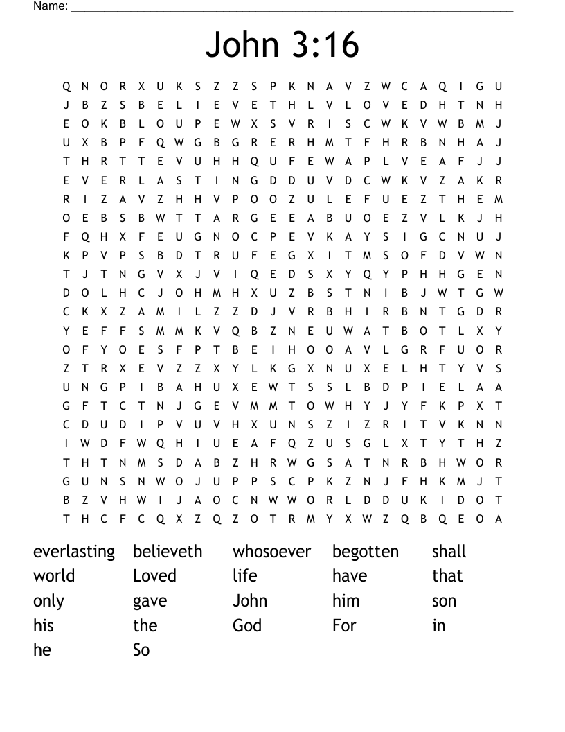 John 3:16 Word Search