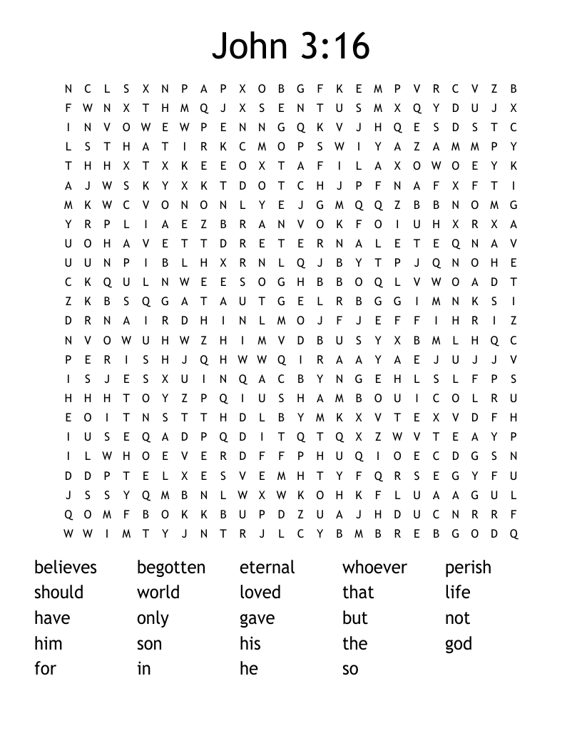 John 3:16 Word Search