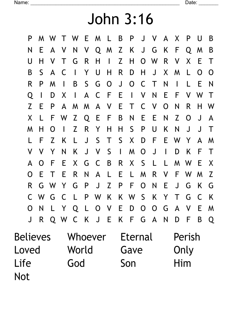 John 3:16 Word Search
