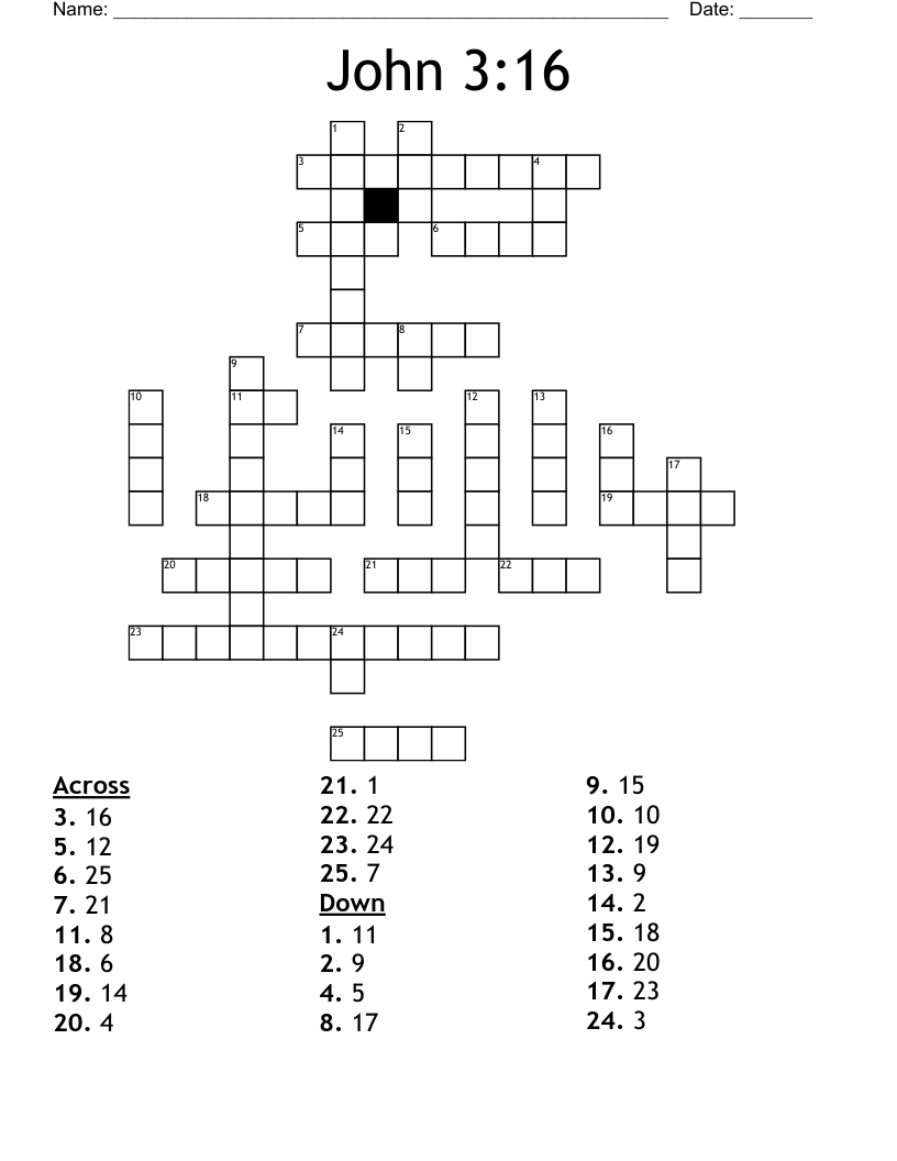 John 3:16 Crossword