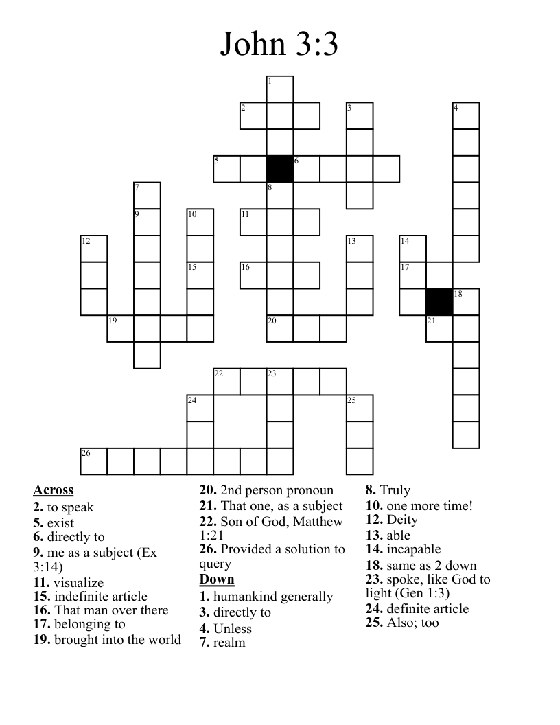 John 3:3 Crossword