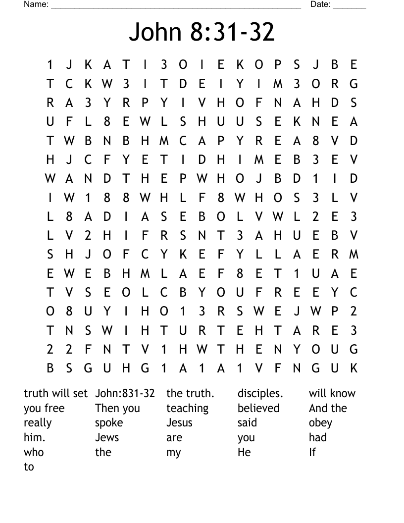 John 8:31-32 Word Search