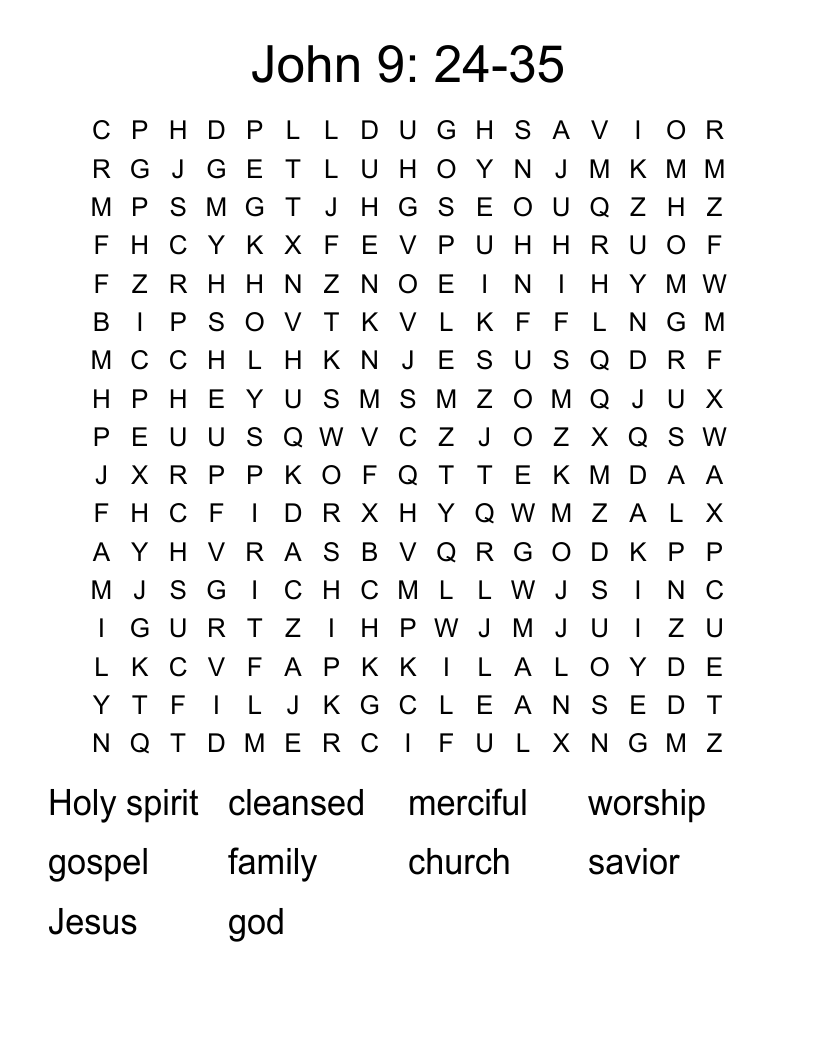 John 9: 24-35  Word Search